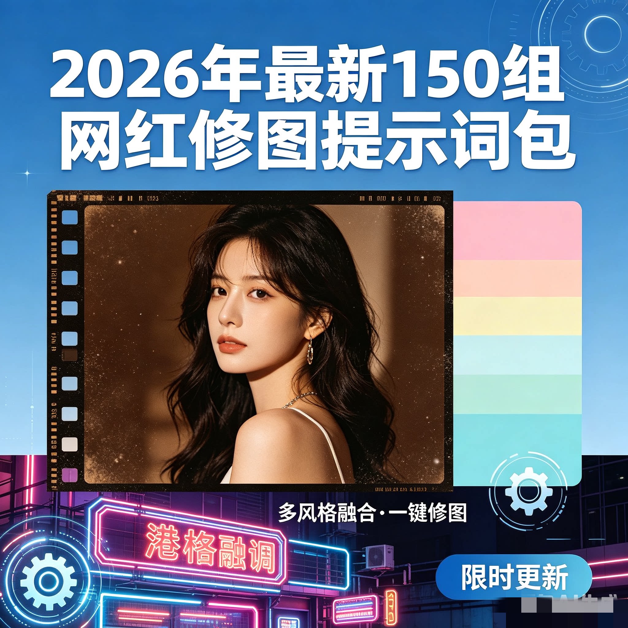2026年新150组网红修图提示词包AI网红修图写真指令ai提示词