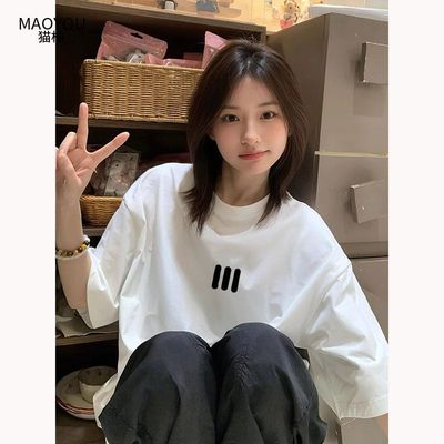 美式高街潮牌夏季短袖白