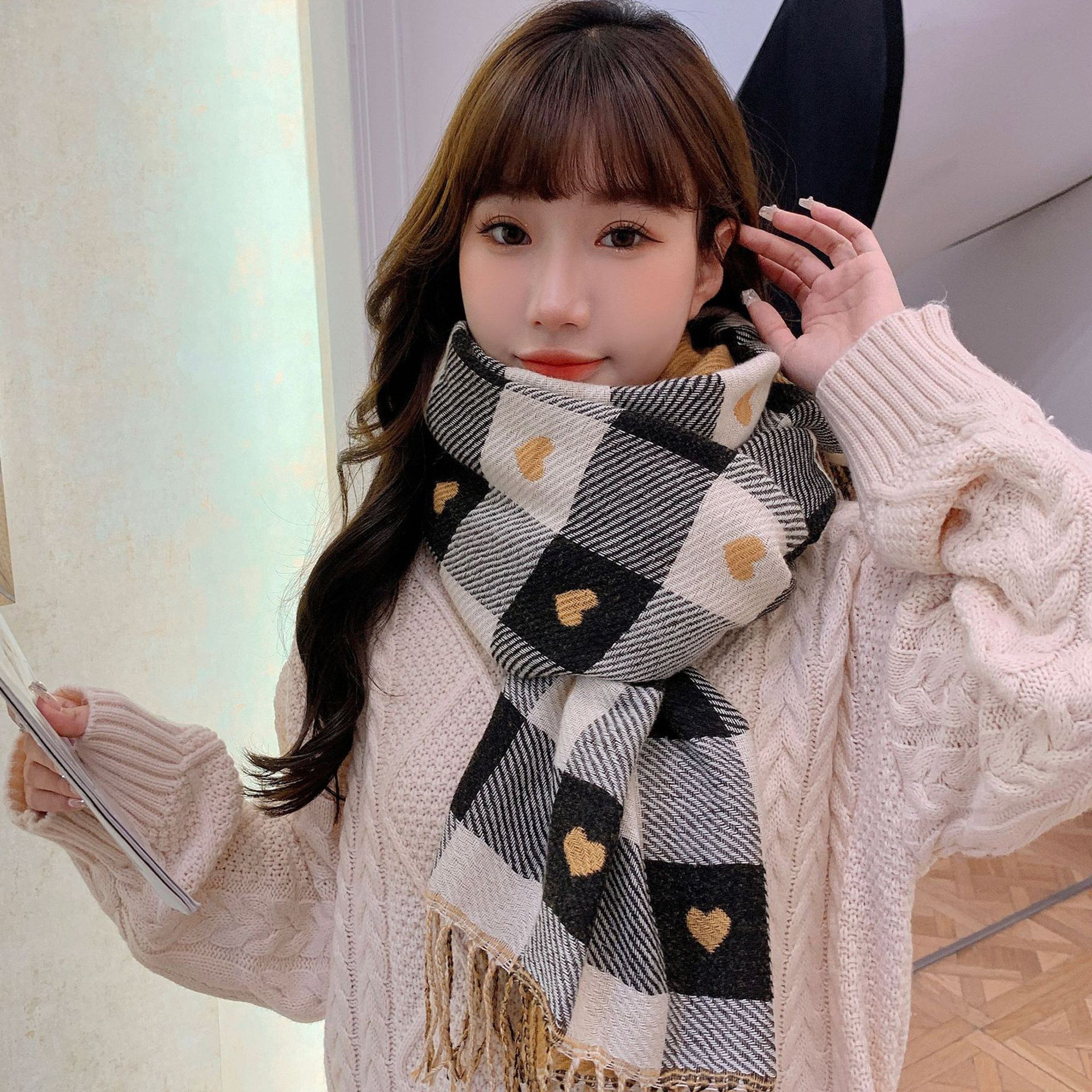 2025新款韩系ins风秋冬季冬天加厚高级感初中学生小女童女孩围巾