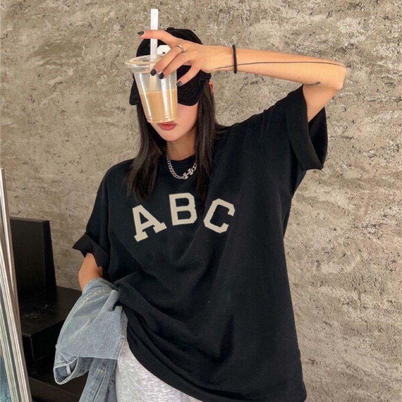 短袖美式薄款字母纯棉女休闲百搭