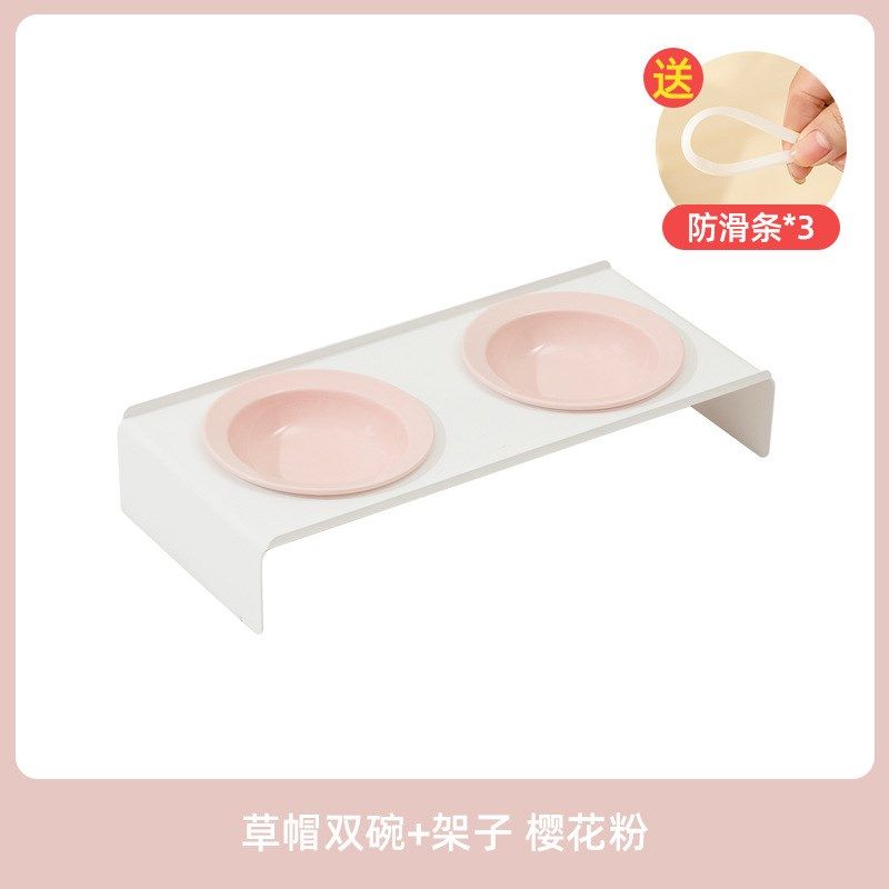 陶瓷飞碟草帽宠物猫咪碗猫狗碗韩国BD护颈椎防打翻饮水碗粮食双碗