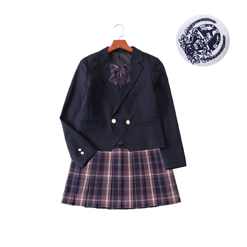 JK制服外套西服女黑色初秋短款女西装学生上衣设计感