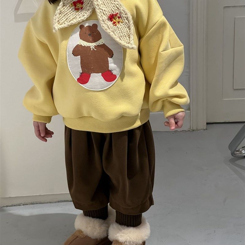 现B.韩版男女主题加绒卫衣套装新年穿搭可爱针织女童卡通图,童装/婴儿装/亲子装,套装,淘宝优惠券,粉丝福利购,淘宝优惠卷
