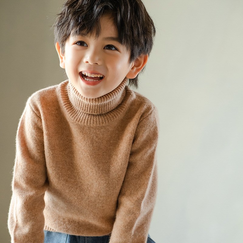 纯羊毛25秋冬新款高领儿童羊绒衫男孩女童薄款打底针织衫宝宝毛衣图片
