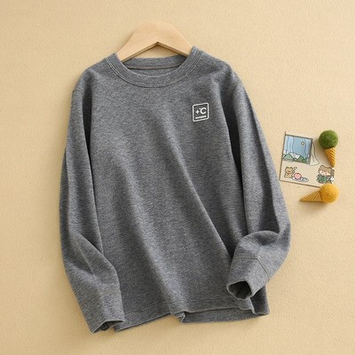 儿童德绒保暖打底衫女童纯色加绒秋衣男童宝宝保暖内衣上衣可外穿