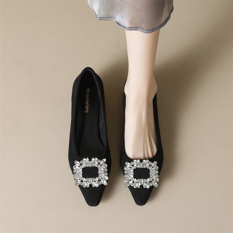 威威女郎 127-9温柔尖头单鞋女仙女风2025新款水钻浅口豆豆鞋软底,女鞋,其他拖鞋,淘宝优惠券,粉丝福利购,淘宝优惠卷