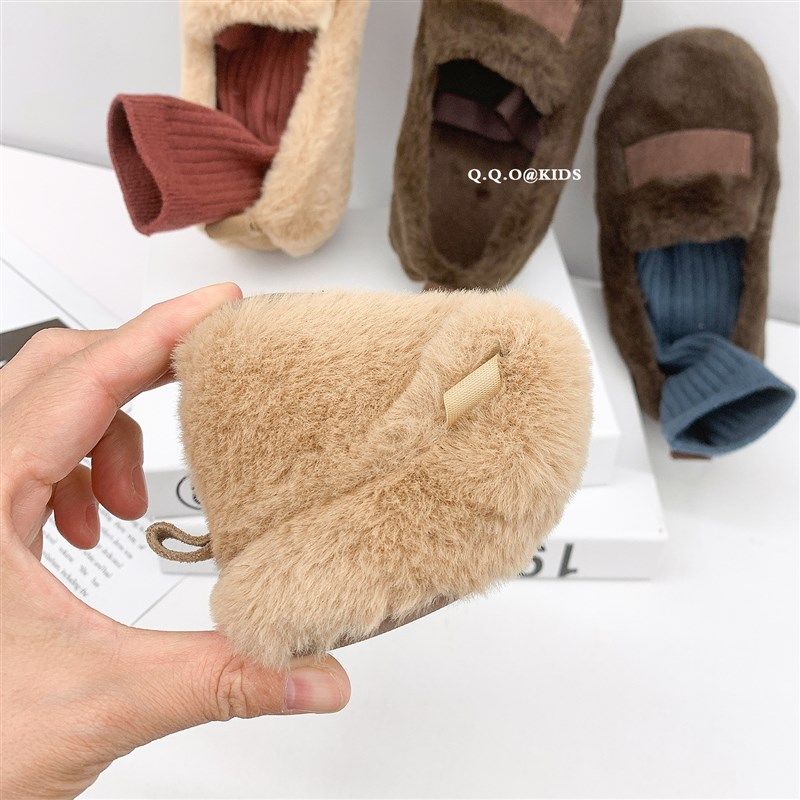 儿童毛毛鞋2022冬季新品时尚纯色休闲简约加绒棉鞋女童一脚蹬童鞋,童鞋/婴儿鞋/亲子鞋,棉鞋,淘宝优惠券,粉丝福利购,淘宝优惠卷