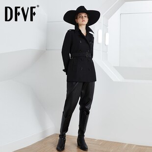 DFVF伊元素风衣女2022新款中长款炸街小个子英伦风春秋外套女现货