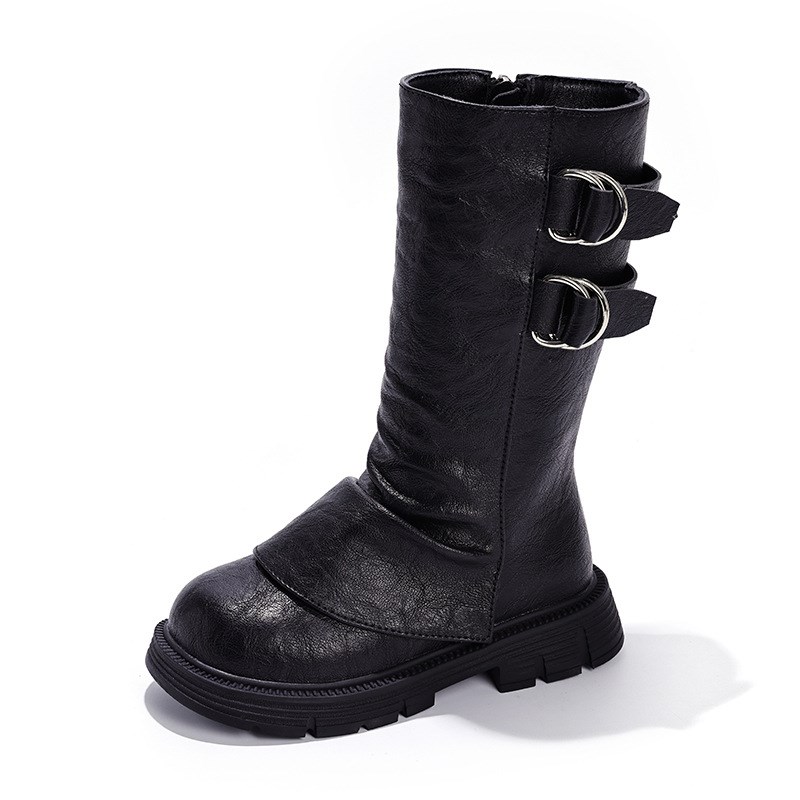 女童靴子2025新款秋冬儿童长筒靴长靴小公主高筒裤管皮靴二棉加绒