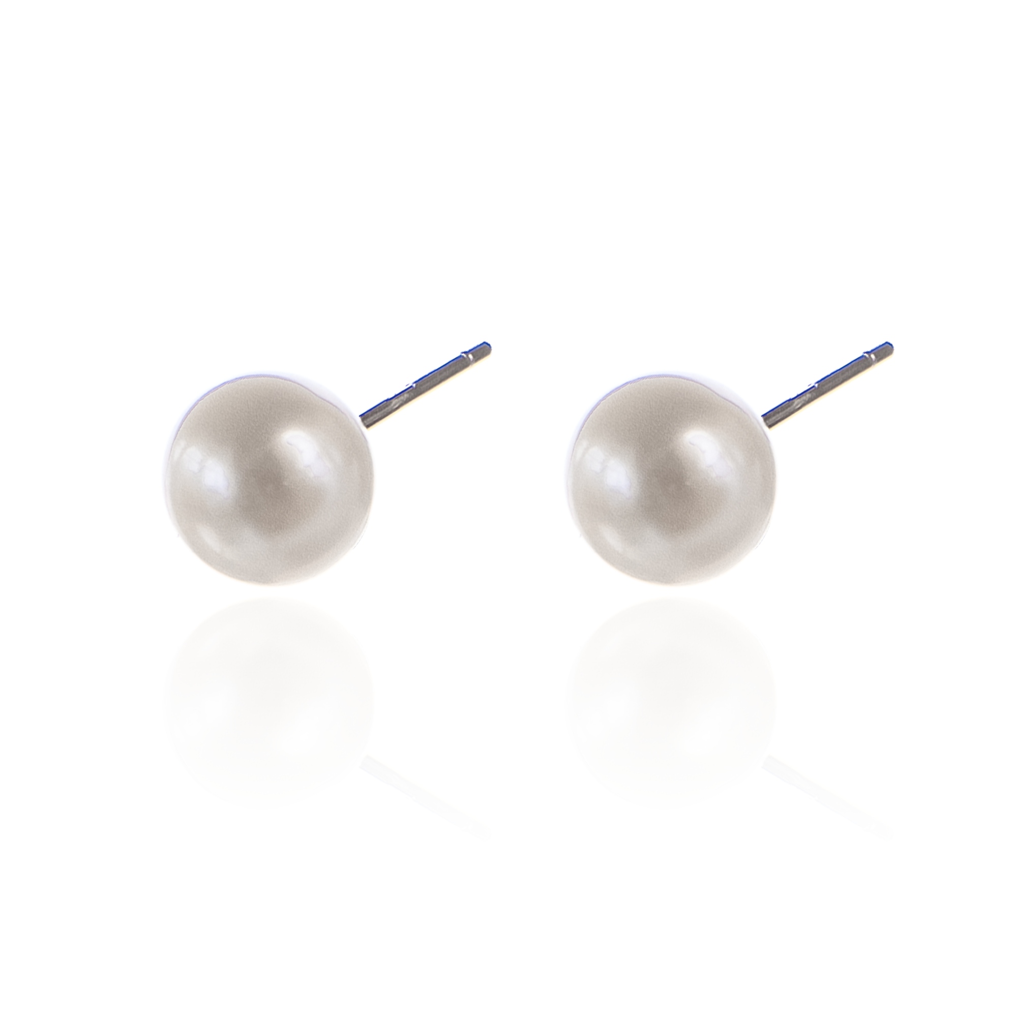 S925纯银正圆淡水无核珍珠耳环