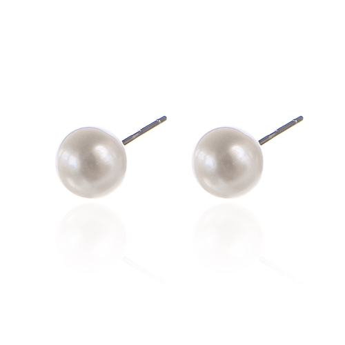 S925纯银正圆淡水无核珍珠耳环