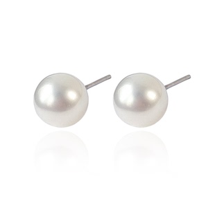 9-10mm天然淡水无核珍珠耳钉S925纯银正圆防过敏小珍珠耳环养耳洞