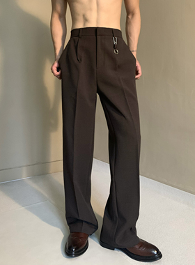 复古cleanfit直筒立体西裤男垂坠感高级感显瘦休闲堆积拖地西装裤