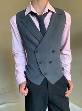 复古优雅绅士风修身收腰西装马甲男女中性风英伦宫廷风背心马夹潮