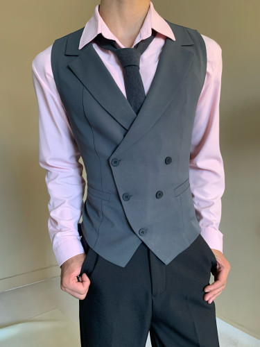 复古优雅绅士风修身收腰西装马甲男女中性风英伦宫廷风背心马夹潮