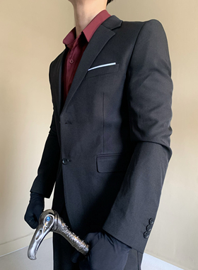 原创定制优雅绅士小众设计收腰西装外套男中性高级感单扣垫肩西服