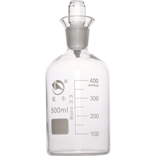 蜀牛污水瓶溶解氧瓶加厚玻璃透明/棕色水质采样瓶250、500ml玻璃器皿化学实验化玻器材