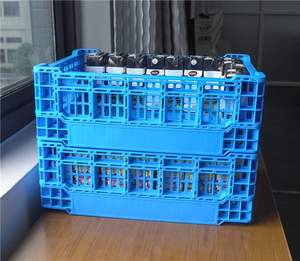 高承重长方形内倒可折叠式塑料蔬菜水果物流运输周转筐箱加厚蓝色