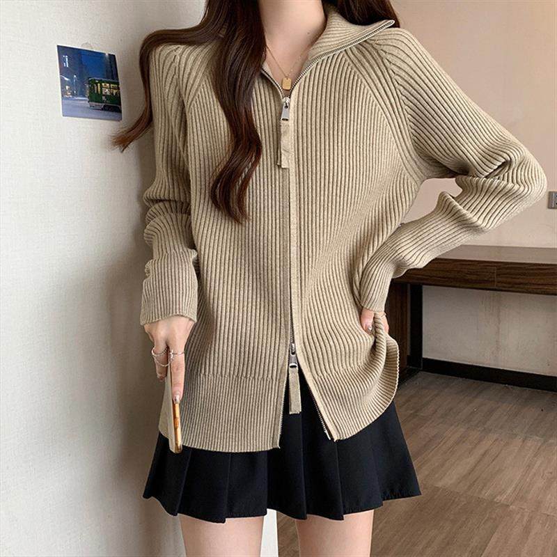 正肩双拉链针织开衫女早秋大码胖妹妹显瘦欧货上衣毛衣外套,女装/女士精品,常规大码外套,淘宝优惠券,粉丝福利购,淘宝优惠卷