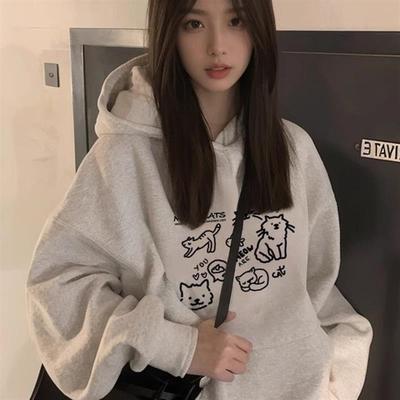 美式连帽卫衣女2025秋冬新款加厚加绒重磅上衣外套慵懒风宽松版型