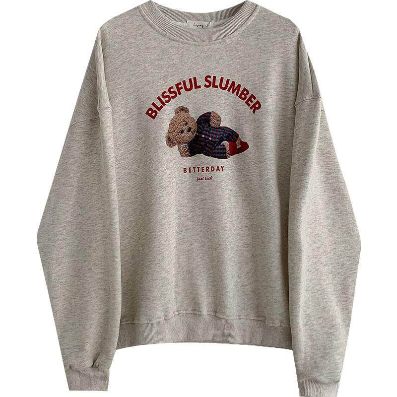 2025网红可爱小熊卫衣女春秋薄款长袖上衣韩版oversize潮宽松ins