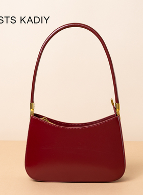 COSTS KADIY真皮手提腋下包2025新款单肩斜挎包大容量红色新娘包