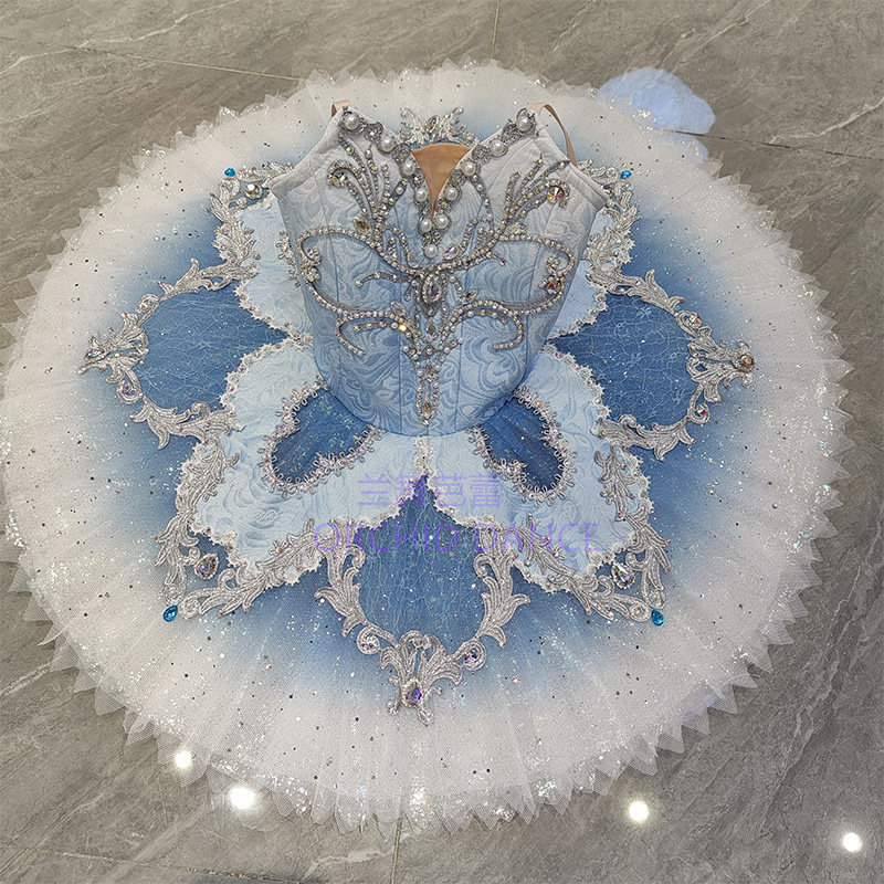 蓝色芭蕾舞裙成人儿童专业定制蓝鸟变奏女童演出tutu裙比赛表演服