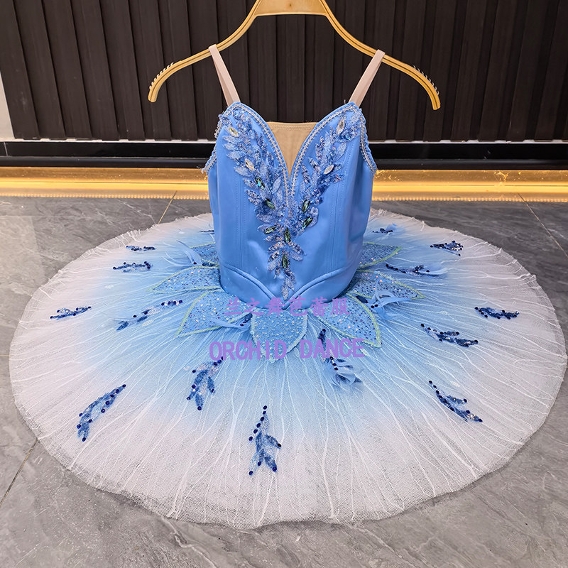 兰之舞简易版蓝鸟变奏女芭蕾舞裙蓝色演出tutu大人儿童定制表演服