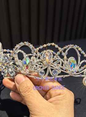 兰之舞芭蕾比赛头饰睡美人银仙子绳质超轻皇冠手工定制演出头饰品