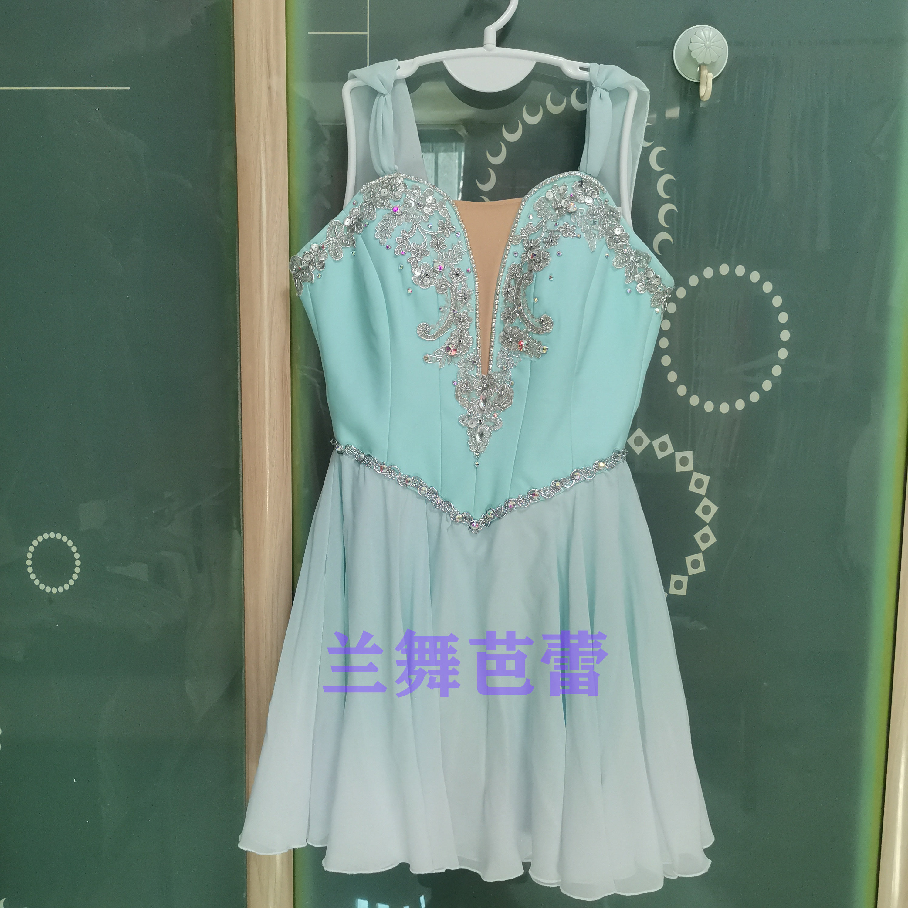 芭蕾比赛服渐变绿定制儿童演出服