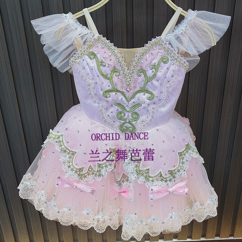 粉色芭蕾演出蓬蓬裙表演比赛服