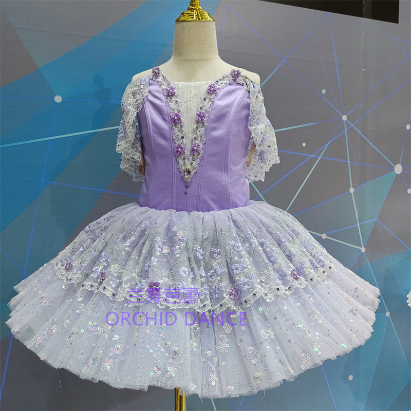 儿童定制芭蕾舞裙紫丁香紫色睡美人变奏tutu裙成人演出服钟型盘裙