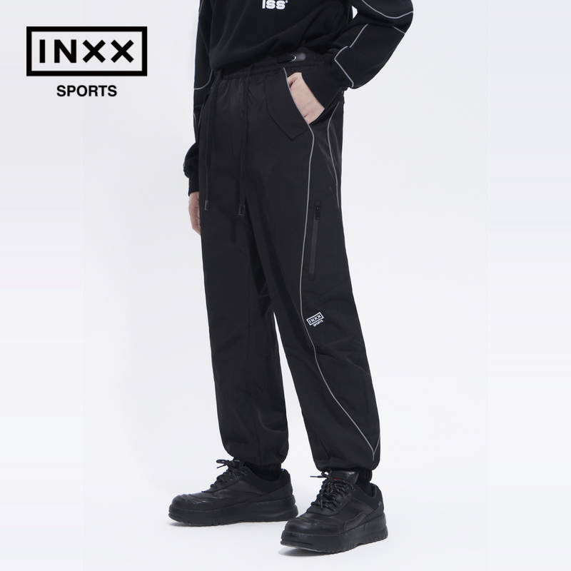INXX SPORTS 宽松加厚百搭设计黑色束脚梭织长裤男女同款休闲裤