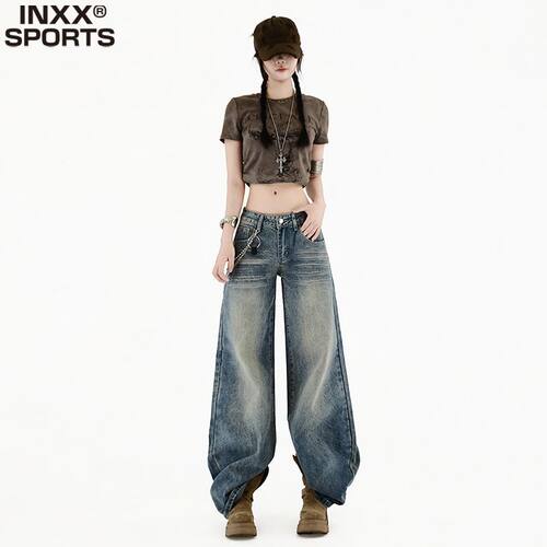 INXX SPORTS高街重工直筒牛仔裤女秋季新款