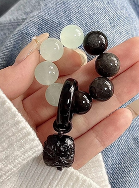 小红薯爆款手捻女生文玩盘玩手串绕指柔指尖跑环串珠手持醒狮吊坠