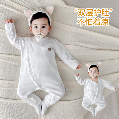 婴儿全棉秋季宝宝四季款睡衣连体衣服小月龄外出贴身打底保暖秋装
