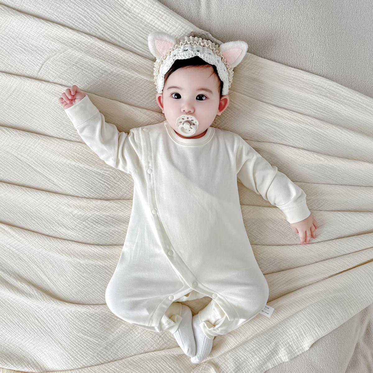 婴儿衣服双层护肚连体衣