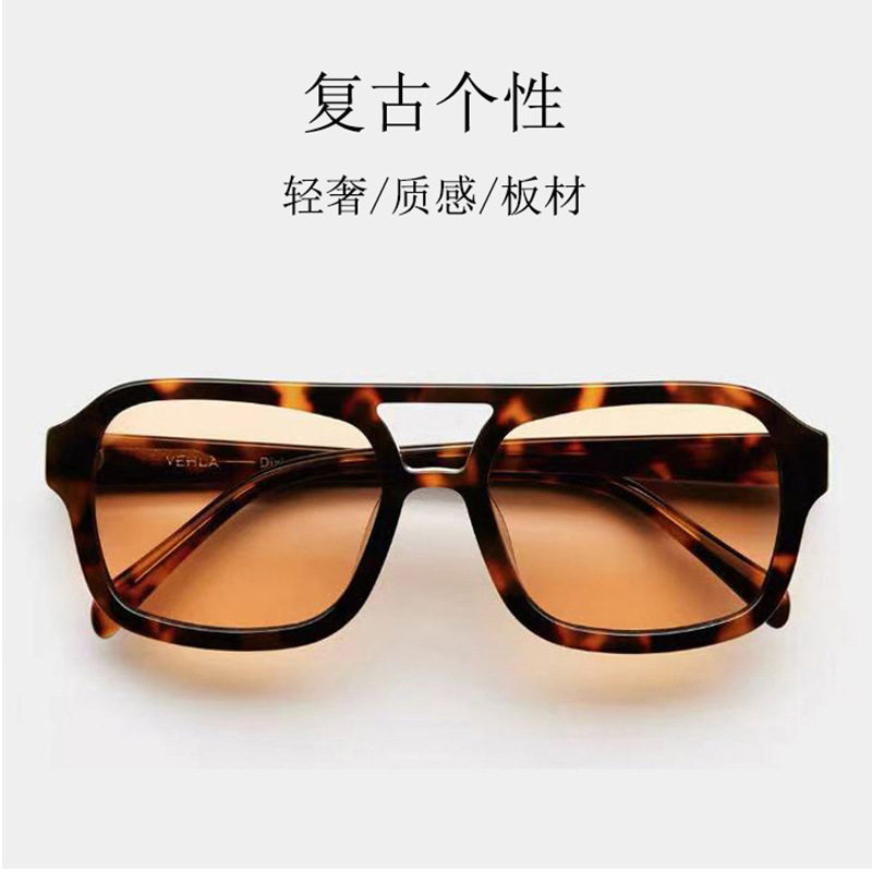新款糖果色双梁太阳镜新品时尚潮流方框墨镜复古防紫外线个性眼镜