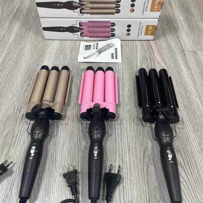 韩式蛋卷棒三棒卷发器大小卷水波纹三管电夹板厂家直销电动烫发器