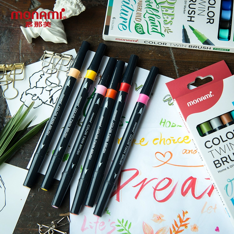 慕那美毛笔画笔多色双头