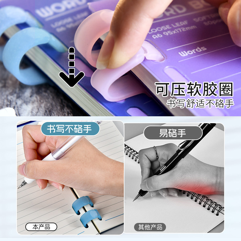 维克多利A7单词本便携式竖翻活页胶圈英语背单词本高颜值韩语日语