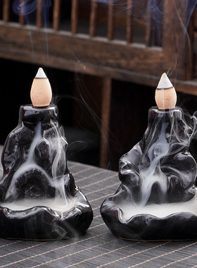 倒流香家用室内檀香沉香熏香炉创意摆件倒流香炉香薰净化空气除臭