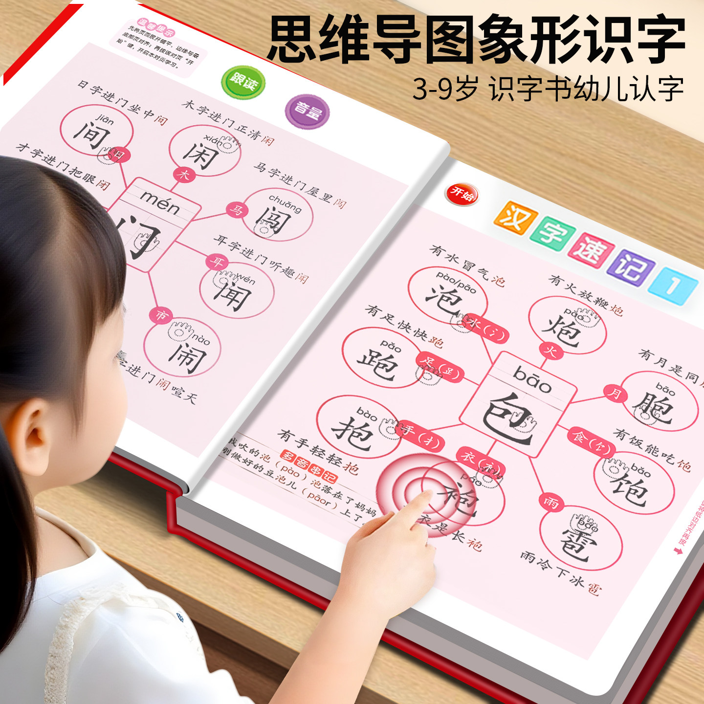 汉字速记思维导图形象识字发声书会说话的识字大王3000字一年级语文同步课堂笔记小学全解人教版教材启蒙早教识字书幼儿认字有声书