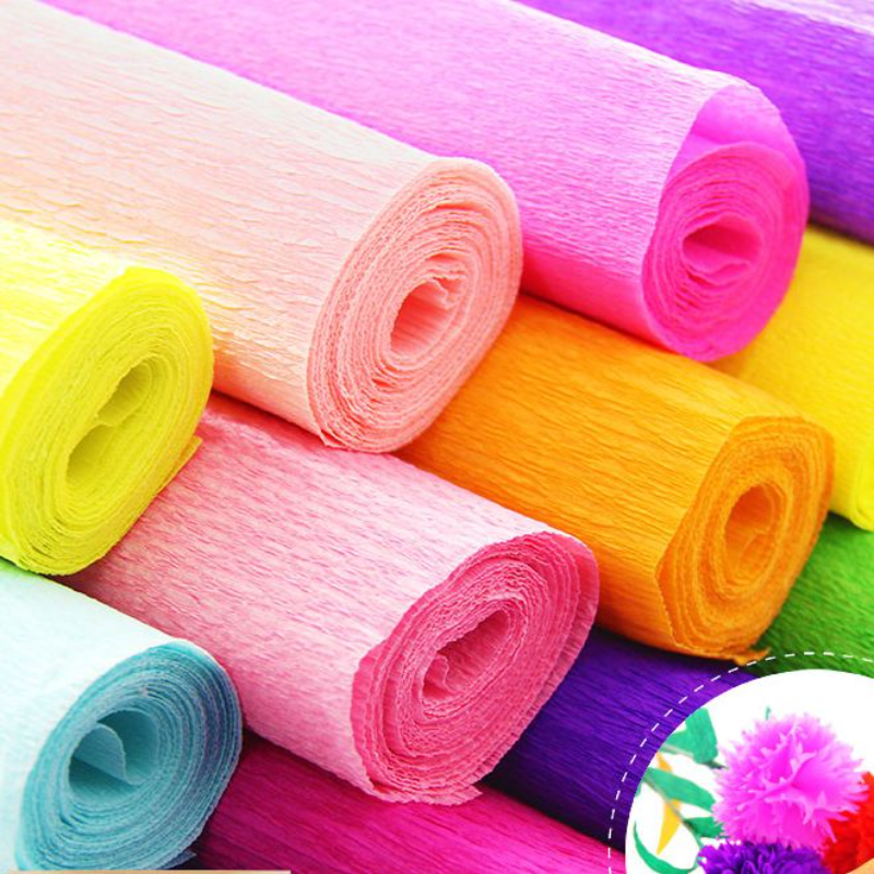 彩色皱纹纸手工花材料DIY幼儿园卷边纸花朵折纸礼物用纸