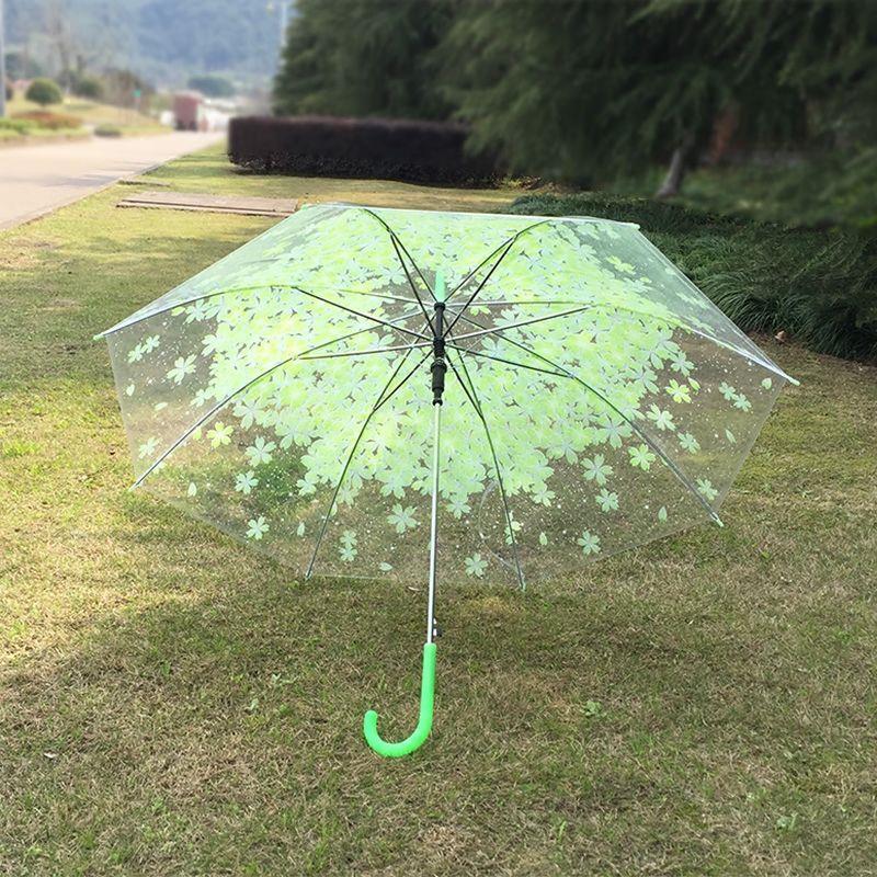 可爱卡通动物印花儿童透明雨伞韩版小清新长柄雨伞创意情侣雨伞