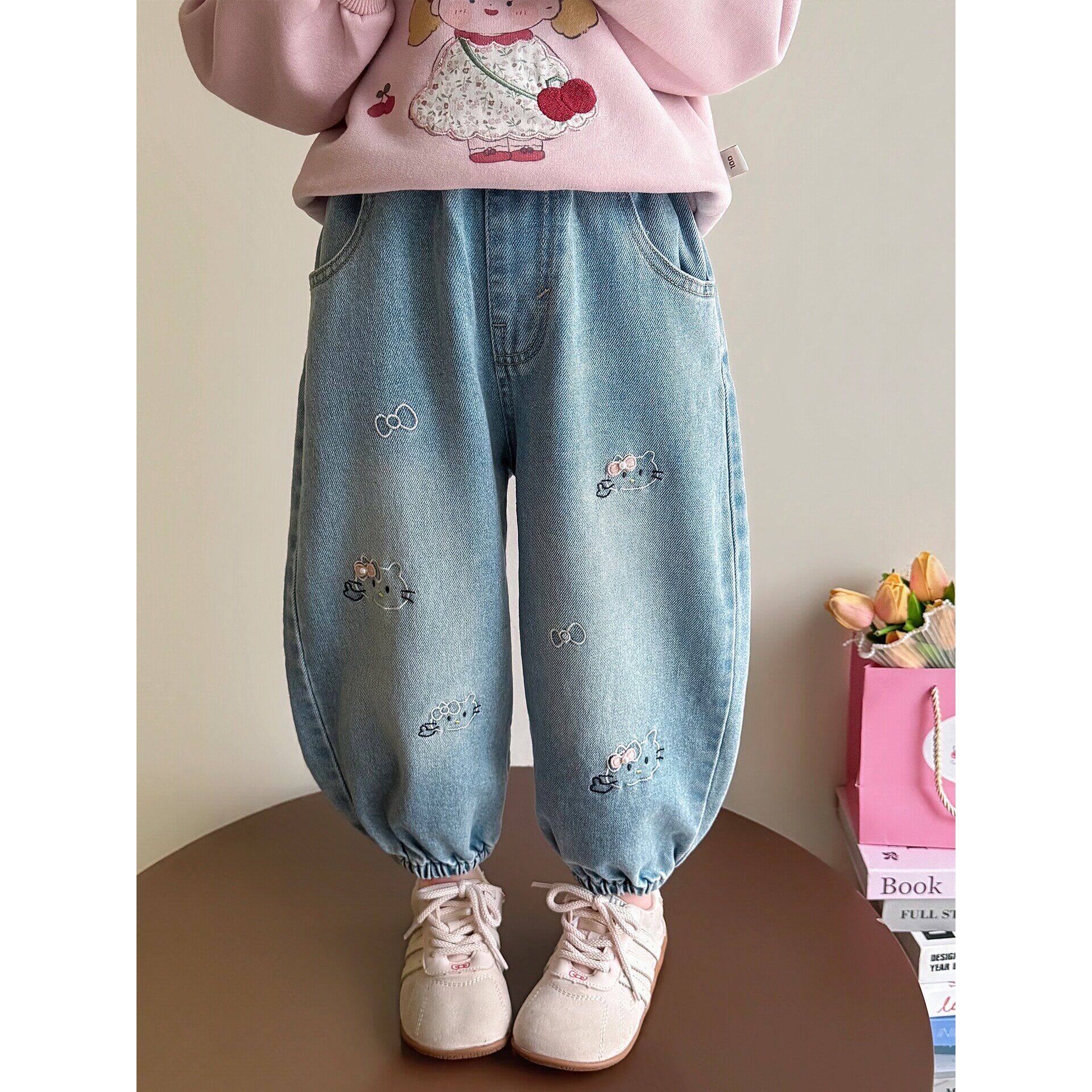 女童春季牛仔裤儿童韩版老爹裤2026新款宝宝裤子女孩春秋装灯笼裤