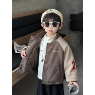 男童冬装外套夹棉加厚棒球服2025秋冬季新款儿童韩版帅气夹克衣服