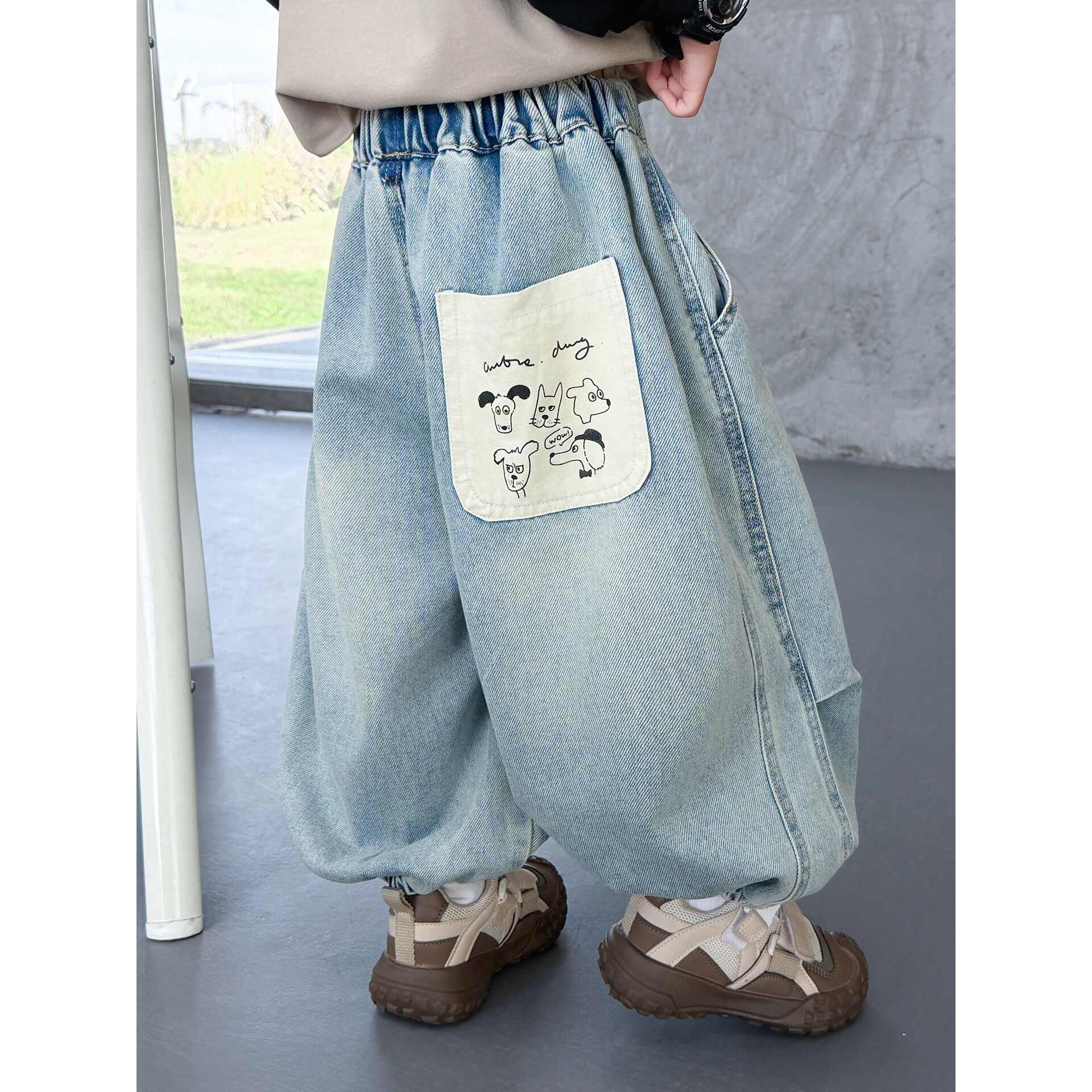 男童春季韩版卡通牛仔裤2026新款儿童束脚灯笼裤宝宝休闲春秋裤子