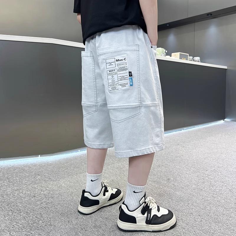 男童牛仔短裤夏季薄款2025新款儿童夏款裤子大童夏装运动六分裤潮