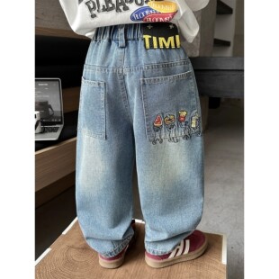 男童春季牛仔裤2026新款儿童时髦洋气直筒裤男宝宝休闲百搭裤子潮